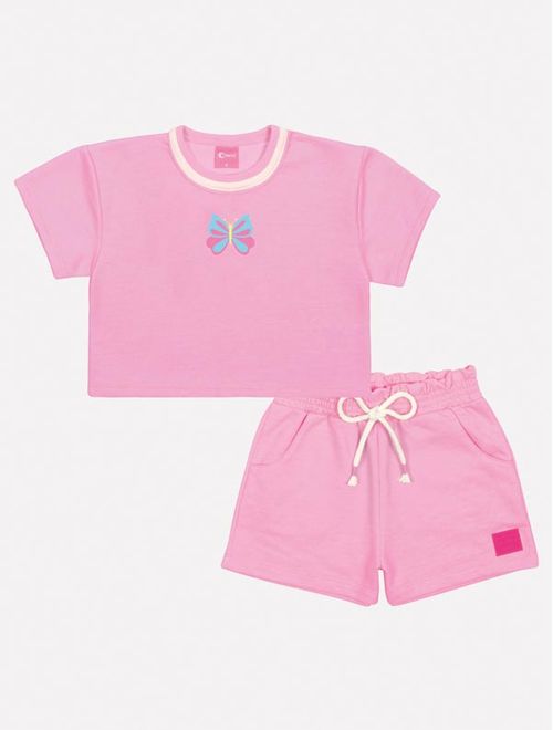 Conjunto Infantil Menina Monocromático Borboleta Rosa Mundo Cinti