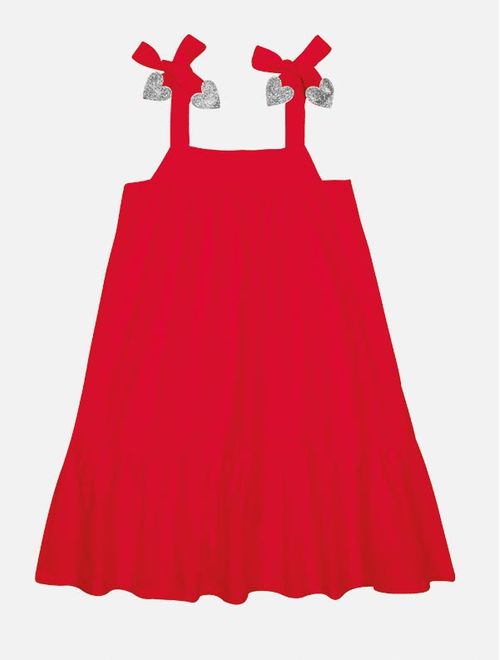 Vestido Infantil Menina Com Laço Vermelho Mundo Cinti