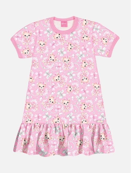 Vestido Infantil Menina Ursinhos Rosa Mundo Cinti