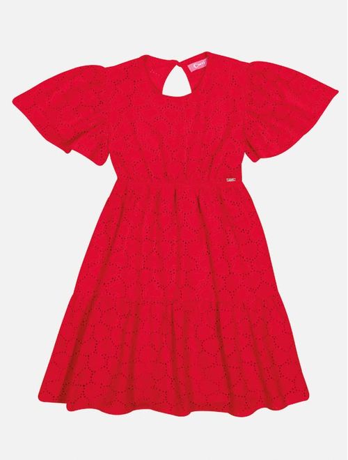 Vestido Infantil Menina Laise Coração Vermelho Mundo Cinti