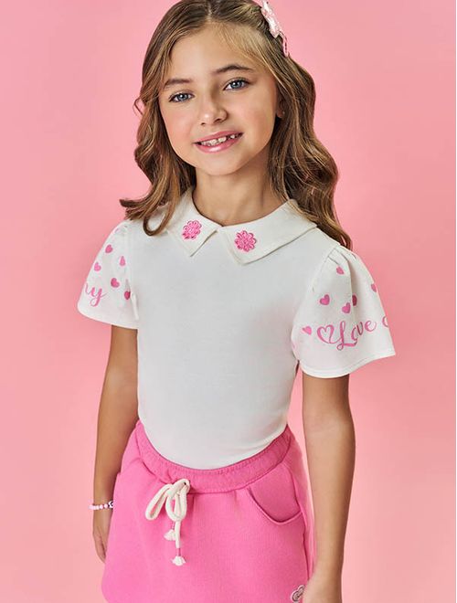 Conjunto Infantil Menina Blusa E Short-Saia Tutti-Frutti Rosa Mundo Cinti