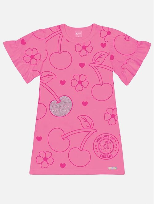 Vestido Infantil Menina Com Cheirinho Tutti-Frutti Rosa Mundo Cinti