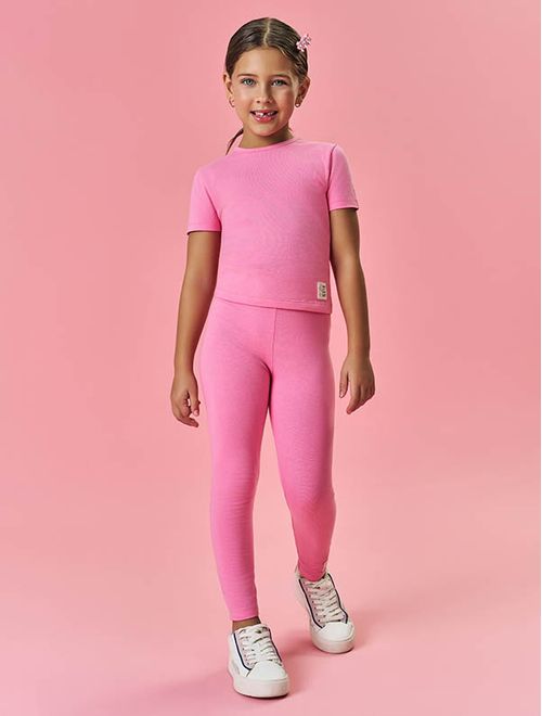 Blusa Infantil Menina Básica Rosa Mundo Cinti