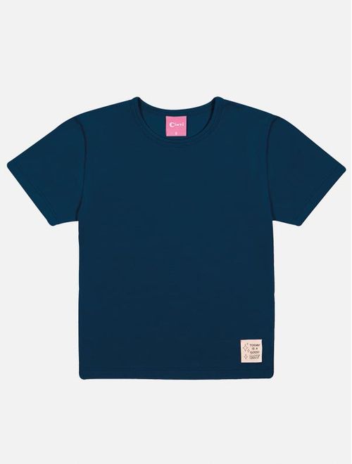 Blusa Infantil Menina Básica Azul Marinho Mundo Cinti