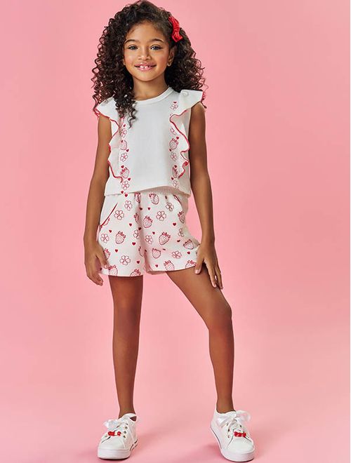 Conjunto Infantil Menina Tutti-Frutti Blusa E Short Rosa Mundo Cinti