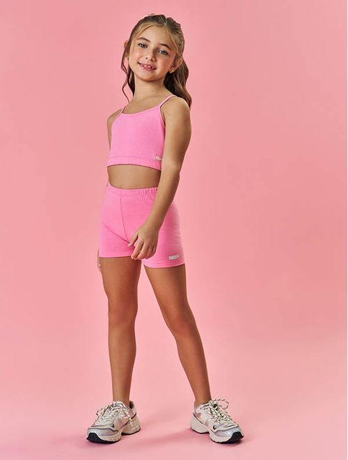 Short Infantil Menina Básico Rosa Mundo Cinti