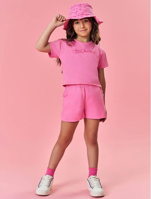 Conjunto Infantil Menina Tutti-Frutti Blusa, Short E Bucket Natural Mundo Cinti