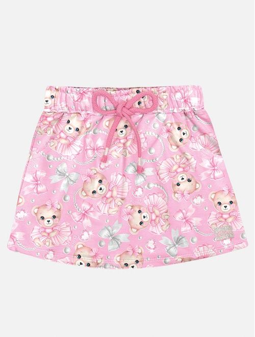 Conjunto Infantil Menina Blusa E Short-Saia Ursinhos Rosa Mundo Cinti