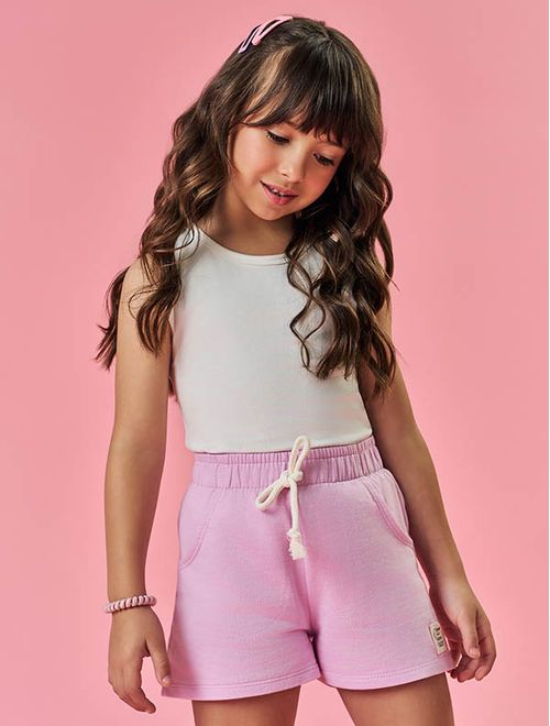 Short Infantil Menina Básico Rosa Mundo Cinti