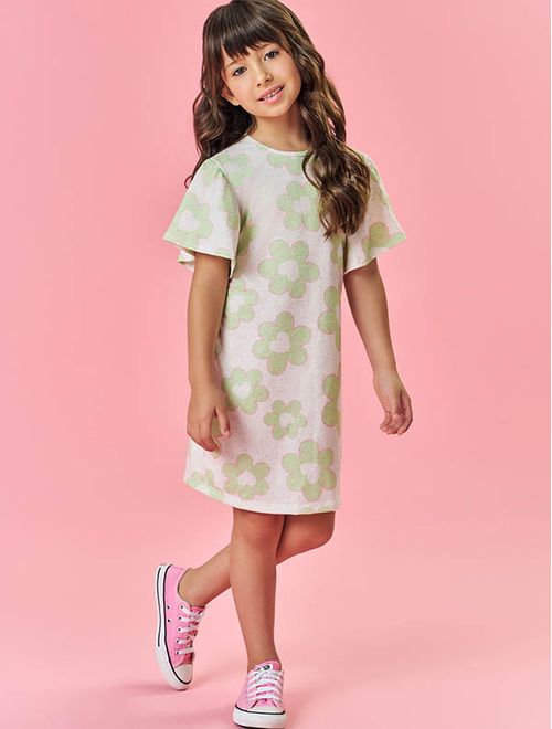 Vestido Infantil Menina Floral Rosa Mundo Cinti