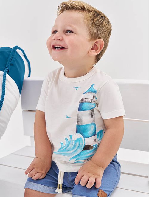 Camiseta Bebê Menino Farol Branco Divertto