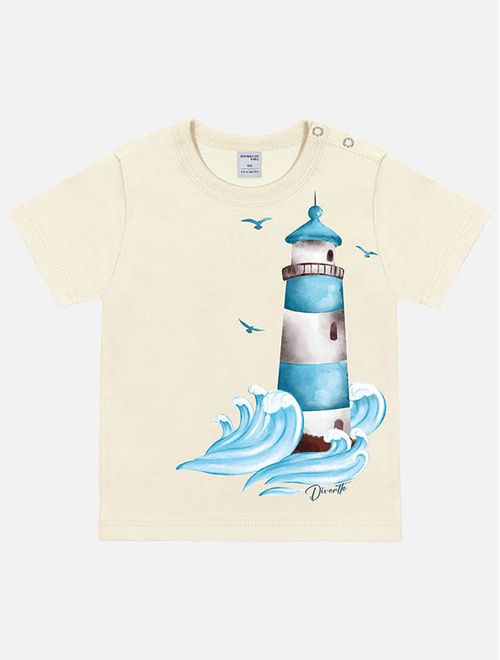 Camiseta Bebê Menino Farol Natural Divertto