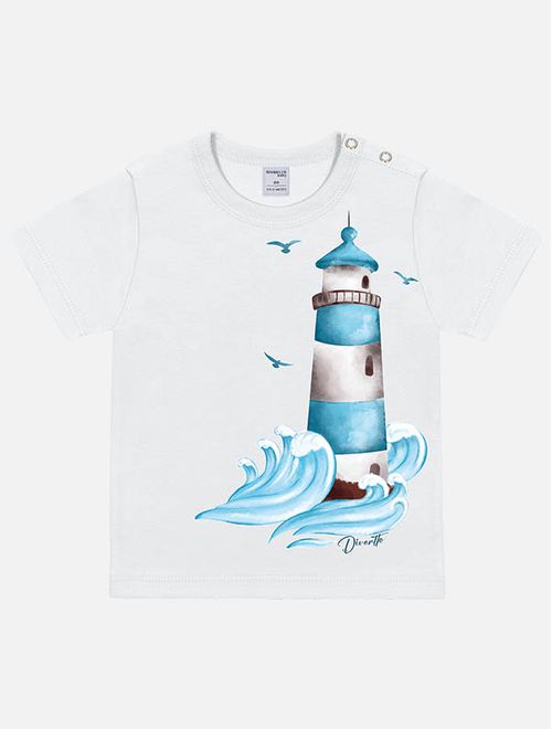 Camiseta Bebê Menino Farol Branco Divertto