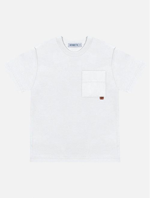 Camiseta Infantil Menino Com Bolso Branco Divertto