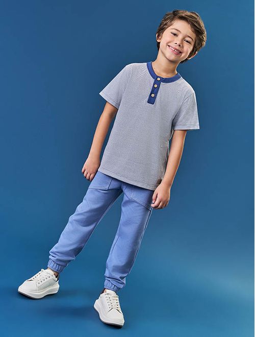 Calça Jogger Infantil Menino Azul Jeans Médio Divertto