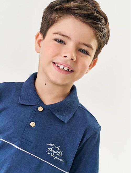 Camisa Polo Infantil Menino Azul Marinho Divertto