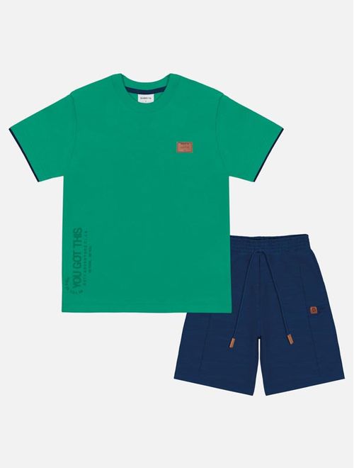 Conjunto Infantil Menino Camiseta You Got This E Bermuda Verde Divertto