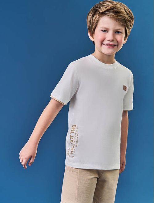 Conjunto Infantil Menino Camiseta You Got This E Bermuda Bege Divertto