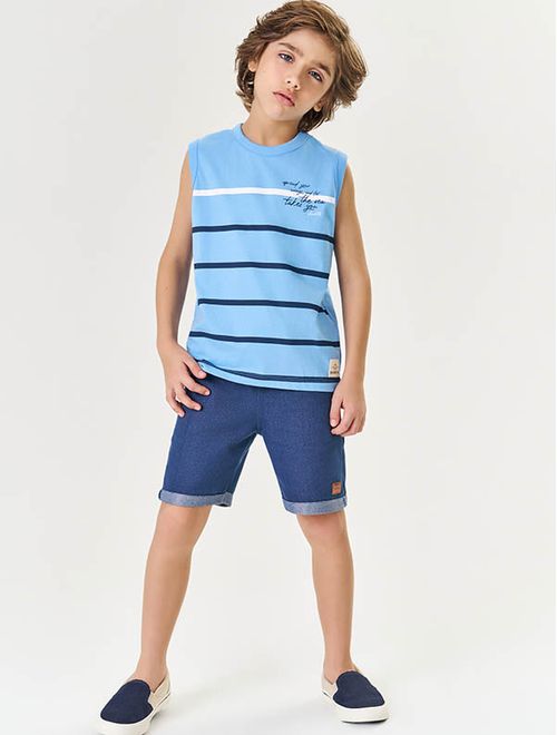 Bermuda Infantil Menino Azul Jeans Escuro Divertto