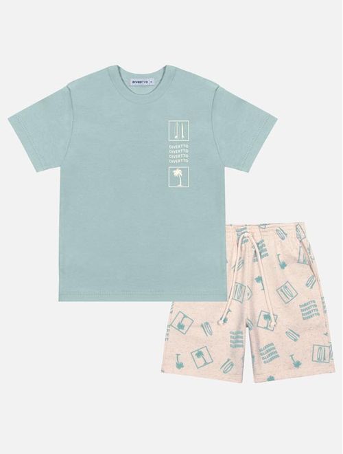 Conjunto Infantil Menino Camiseta E Bermuda Praia Verde Divertto