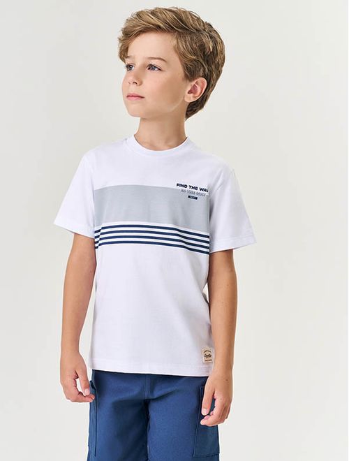 Conjunto Infantil Menino Camiseta Find The Wave E Bermuda Branco Divertto