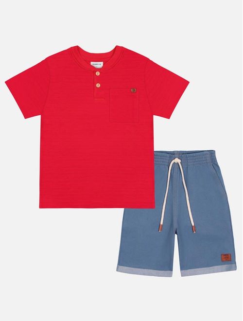 Conjunto Infantil Menino Camiseta E Bermuda Vermelho Divertto