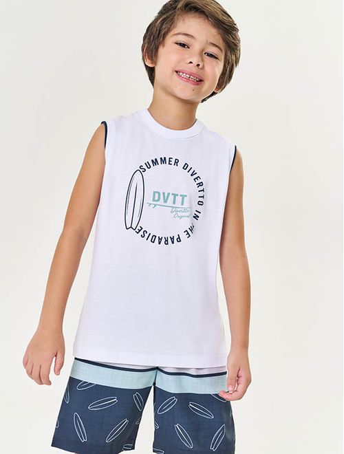 Conjunto Infantil Menino Regata E Bermuda Summer Branco Divertto