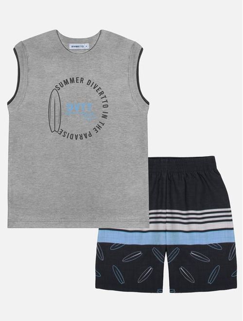 Conjunto Infantil Menino Regata E Bermuda Summer Mescla Divertto