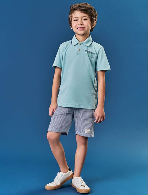 Conjunto Infantil Menino Camisa Polo E Bermuda Verde Divertto