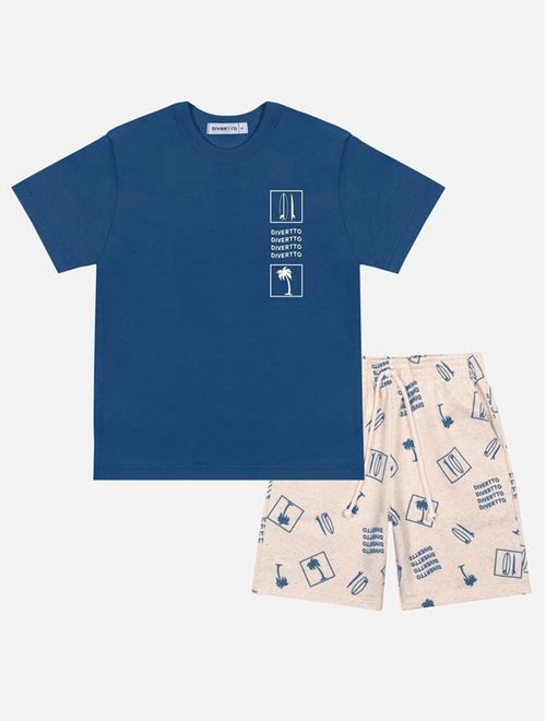 Conjunto Infantil Menino Camiseta E Bermuda Praia Azul Divertto