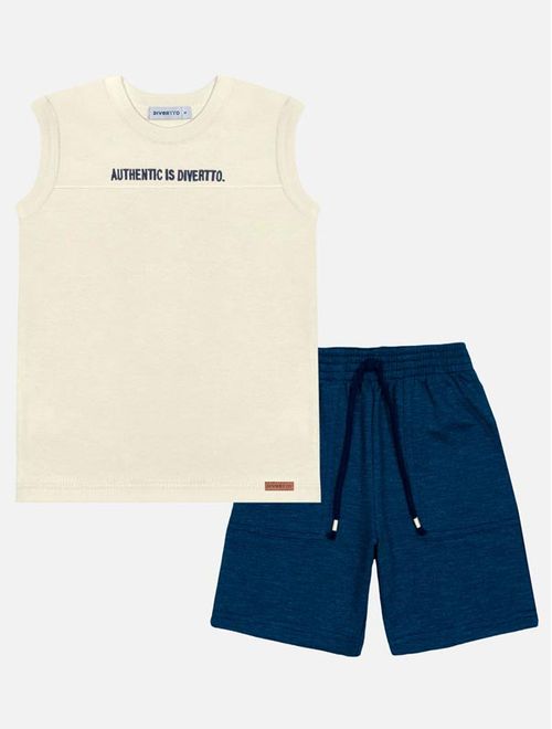 Conjunto Infantil Menino Regata Authentic E Bermuda Natural Divertto