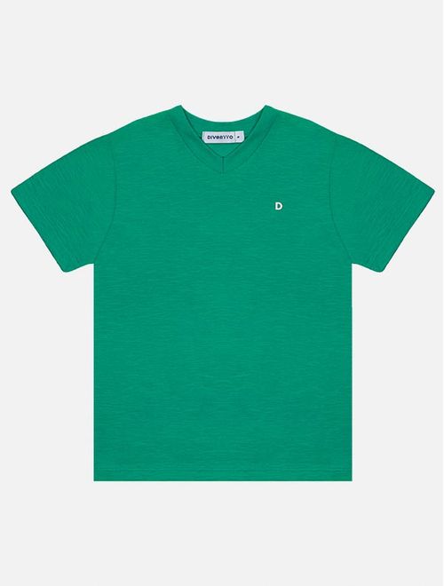 Camiseta Infantil Menino Básica Decote V Verde Divertto