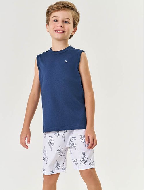 Bermuda Infantil Menino Estampada Azul Marinho Divertto