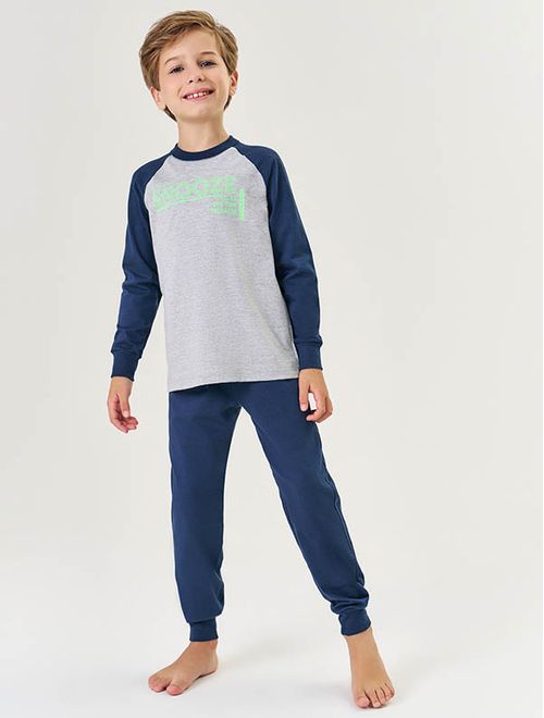 Pijama Infantil Menino Camiseta Snooze E Calça Azul Marinho Divertto