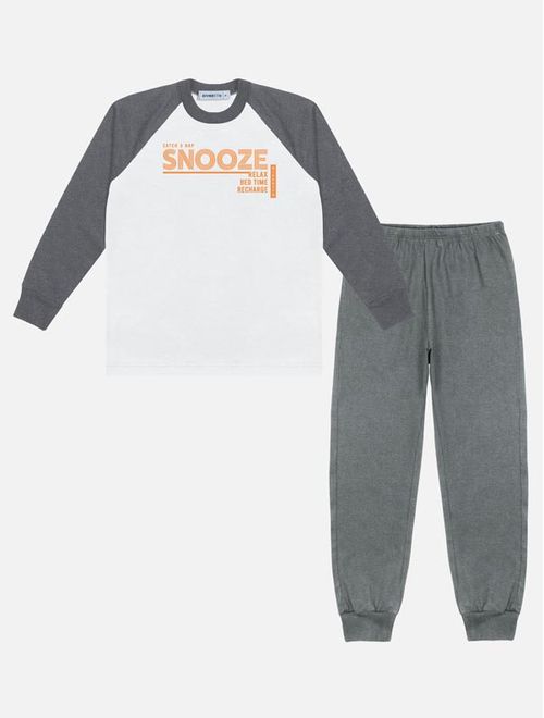 Pijama Infantil Menino Camiseta Snooze E Calça Mescla Divertto