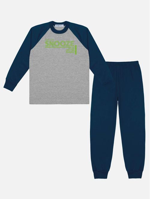 Pijama Infantil Menino Camiseta Snooze E Calça Azul Marinho Divertto