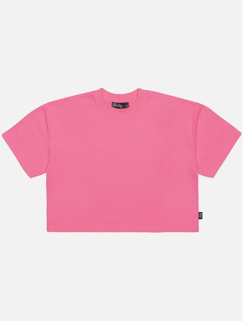 Blusa Cropped Teen Feminino Básica Rosa Dway