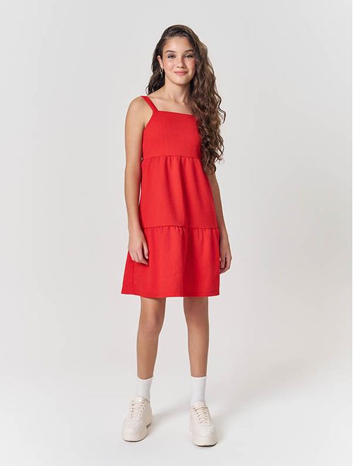 Vestido Teen Feminino Vermelho Dway