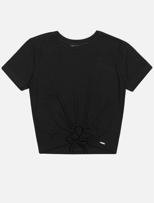 Blusa Boxy Teen Feminino Com Laço Preto Dway