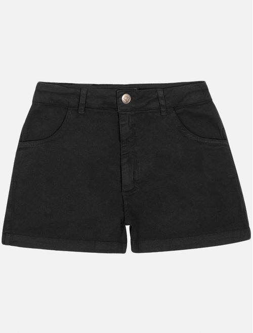 Short Teen Feminino Em Sarja Preto Dway