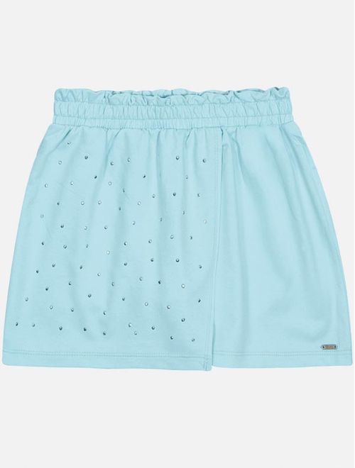 Short-Saia Clochard Teen Feminino Com Strass Azul Dway