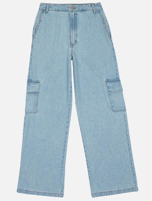 Calça Wide Leg Teen Feminino Azul Jeans Claro Dway