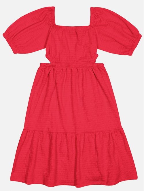 Vestido Teen Feminino Com Abertura Vermelho Dway