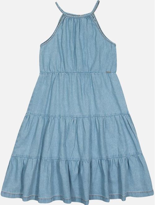 Vestido Teen Feminino Três Marias Azul Jeans Claro Dway