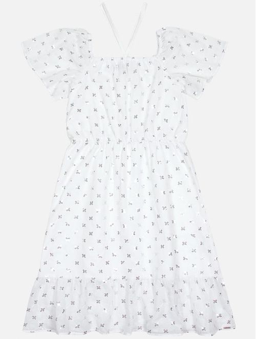 Vestido Teen Feminino Com Paetê Branco Dway