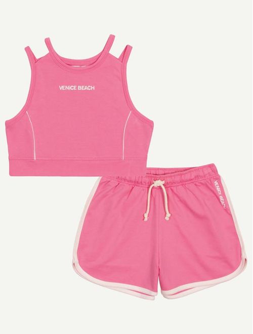 Conjunto Teen Feminino Regata E Short Venice Beach Rosa Dway