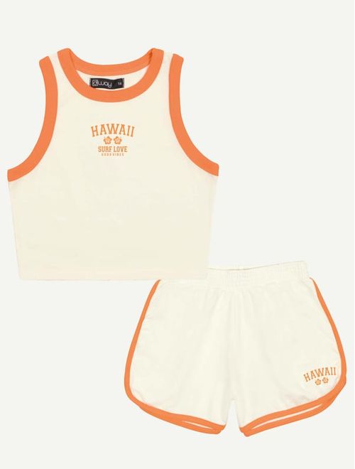 Conjunto Teen Feminino Regata Hawai E Short Natural Dway