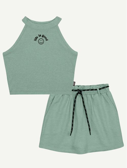 Conjunto Teen Feminino Regata Life Is Good E Short Verde Dway