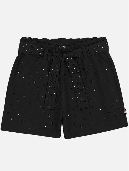 Short Clochard Teen Feminino Com Strass Preto Dway