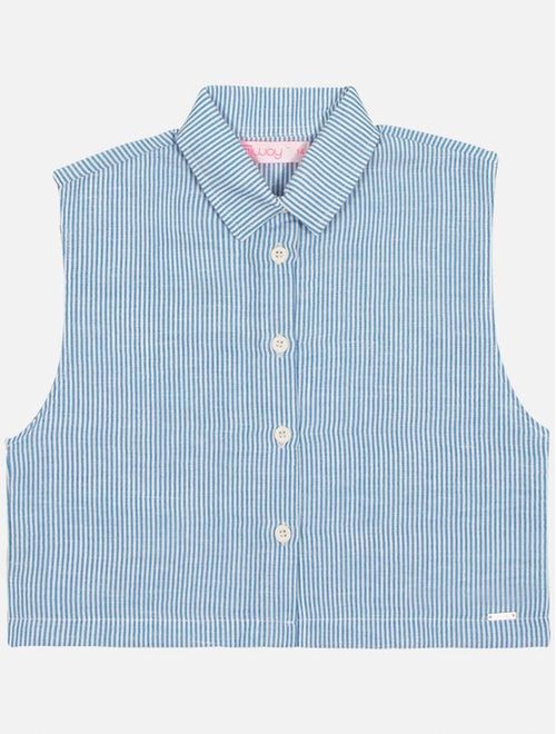Camisa Cropped Teen Feminino Listrado Azul Dway